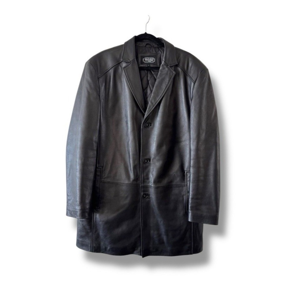 BGSD Black Lamb Leather Jacket Sport Coat Long Blazer Men's Size LT Large Tall
